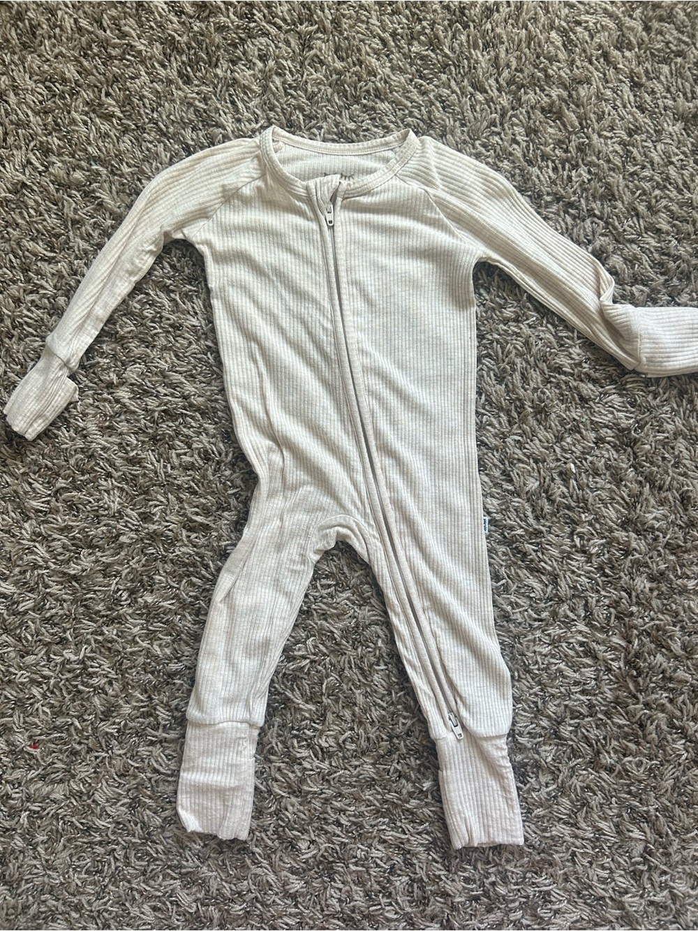 Little Sleepies Cream Ribbed Zip Footed Pajamas